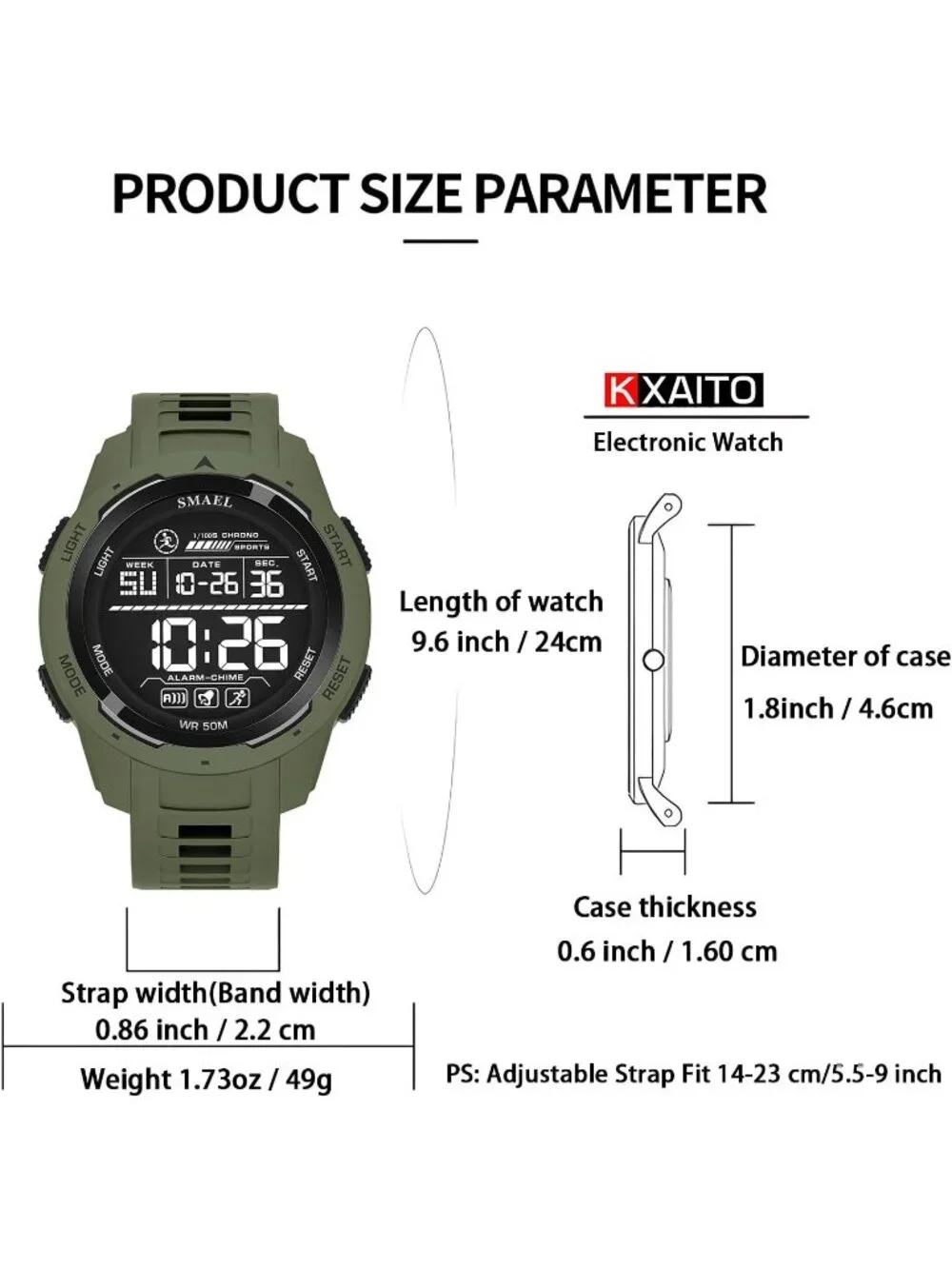 Men's Green Analog Quartz Sports Waterproof Military Casual LED Digital Watch